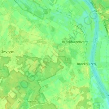 Topografische kaart De Heide, hoogte, reliëf