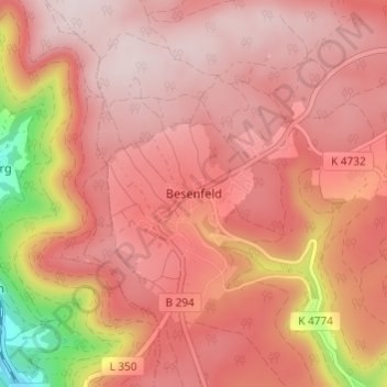 Topografische kaart Besenfeld, hoogte, reliëf