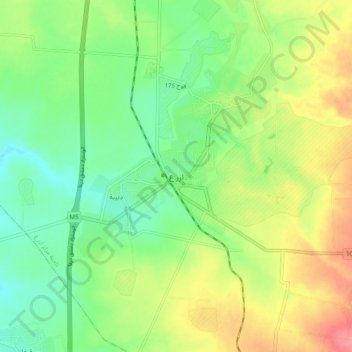 Topografische kaart Izra, hoogte, reliëf