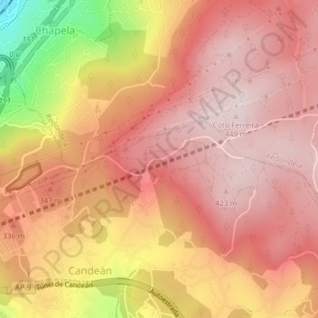 Topografische kaart Vixiador, hoogte, reliëf