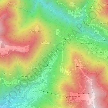 Topografische kaart Somadino, hoogte, reliëf