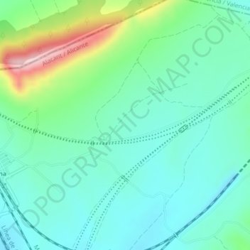 Topografische kaart El Rodriguillo, hoogte, reliëf