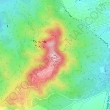 Topografische kaart Mount Stromlo, hoogte, reliëf