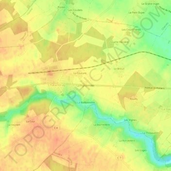 Topografische kaart La Pignonnière, hoogte, reliëf
