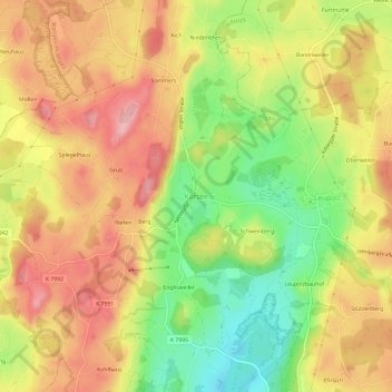 Topografische kaart Karsee, hoogte, reliëf