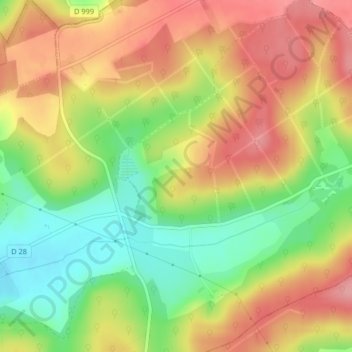 Topografische kaart Colombelle, hoogte, reliëf