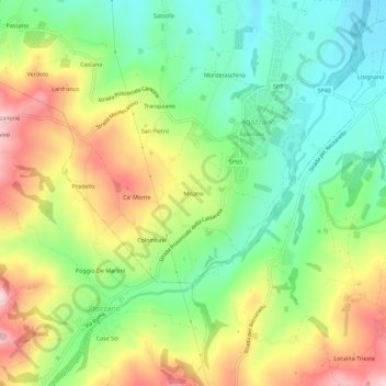 Topografische kaart Misano, hoogte, reliëf