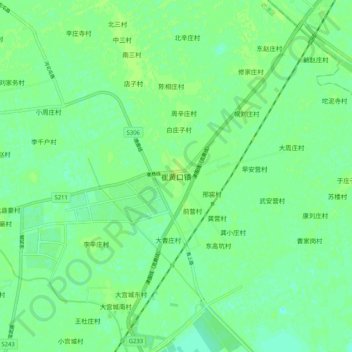 Topografische kaart 崔黄口镇, hoogte, reliëf