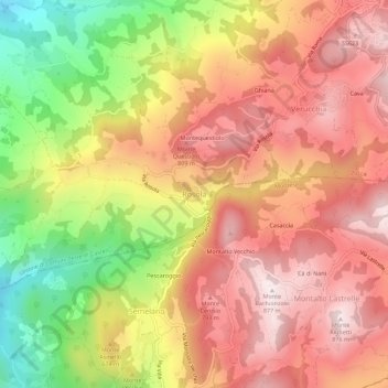 Topografische kaart Rosola, hoogte, reliëf