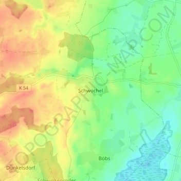 Topografische kaart Schwochel, hoogte, reliëf