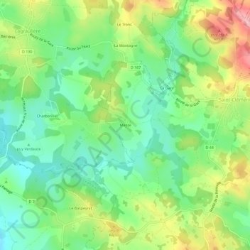 Topografische kaart Mante, hoogte, reliëf