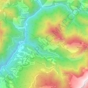 Topografische kaart Antona, hoogte, reliëf