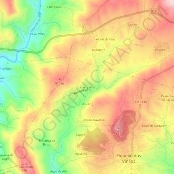 Topografische kaart Ana de Aviz, hoogte, reliëf