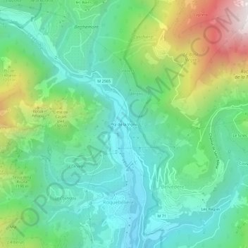 Topografische kaart Pra de la Vigna, hoogte, reliëf