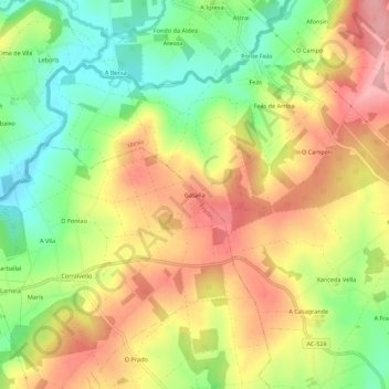 Topografische kaart Gasalla, hoogte, reliëf