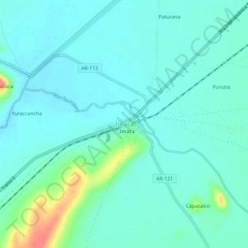 Topografische kaart Imata, hoogte, reliëf
