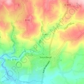 Topografische kaart La Thébaudière, hoogte, reliëf
