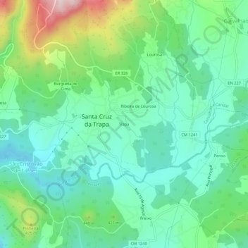 Topografische kaart Trapa, hoogte, reliëf