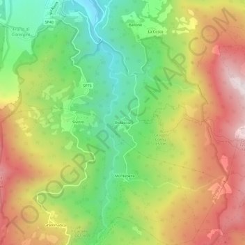 Topografische kaart Bellasola, hoogte, reliëf