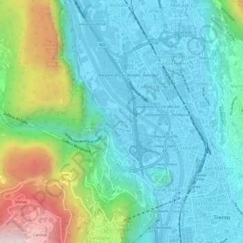 Topografische kaart Vela, hoogte, reliëf