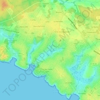 Topografische kaart Les Mattes, hoogte, reliëf