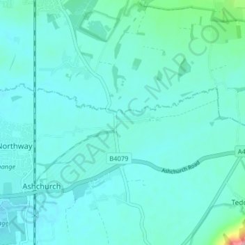 Topografische kaart Aston on Carrant, hoogte, reliëf