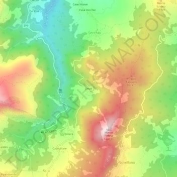Topografische kaart Deusi, hoogte, reliëf