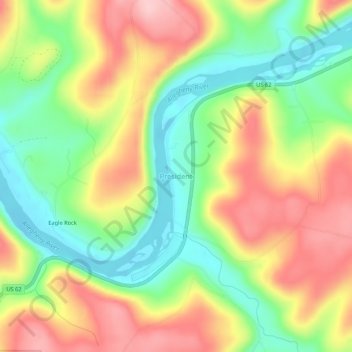Topografische kaart President, hoogte, reliëf