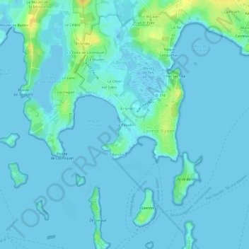 Topografische kaart Le Paludo, hoogte, reliëf