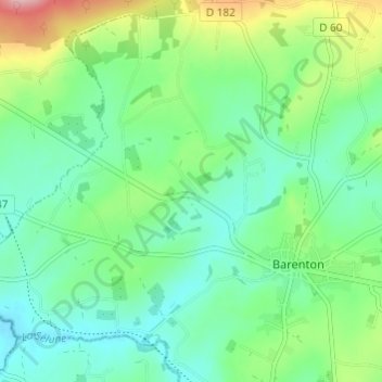 Topografische kaart La Huttière, hoogte, reliëf