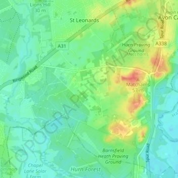 Topografische kaart Grange Estate, hoogte, reliëf