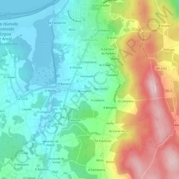 Topografische kaart A Penela, hoogte, reliëf