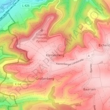 Topografische kaart Kleinenberg, hoogte, reliëf