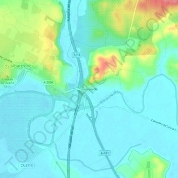 Topografische kaart Lomopardo, hoogte, reliëf