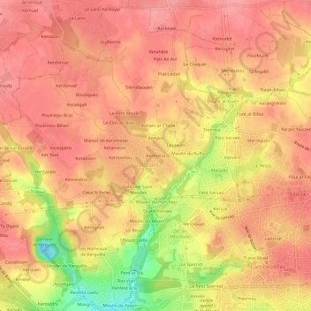 Topografische kaart Kermaria, hoogte, reliëf