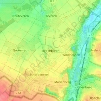 Topografische kaart Siepenbusch, hoogte, reliëf
