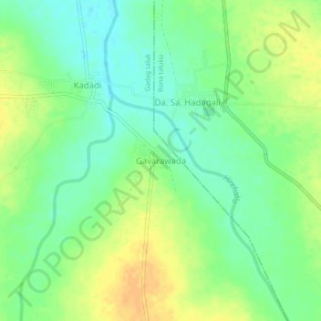 Topografische kaart Gavarawada, hoogte, reliëf