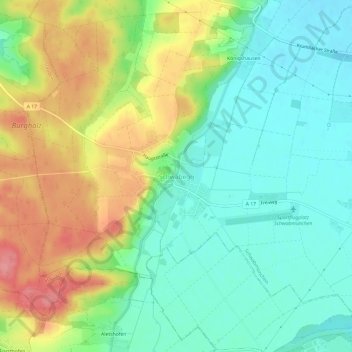 Topografische kaart Schwabegg, hoogte, reliëf