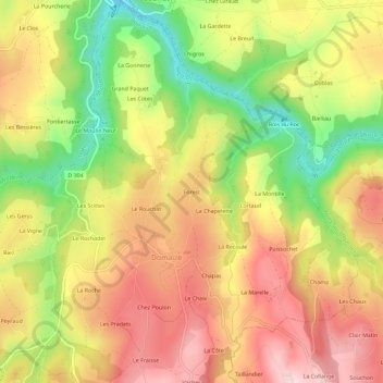 Topografische kaart Forest, hoogte, reliëf