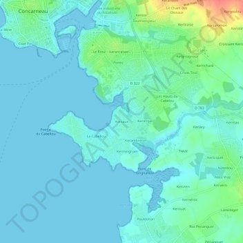 Topografische kaart Kersaux, hoogte, reliëf
