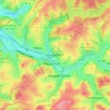 Topografische kaart Stöpgeshof, hoogte, reliëf