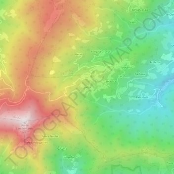 Topografische kaart Lanza, hoogte, reliëf
