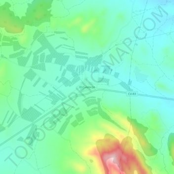 Topografische kaart El Culebrón, hoogte, reliëf