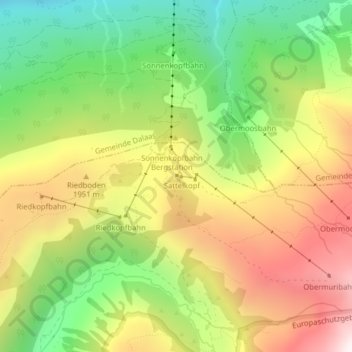 Topografische kaart Sonnenkopf, hoogte, reliëf