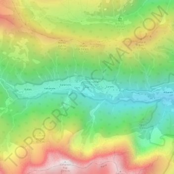 Topografische kaart Fop, hoogte, reliëf