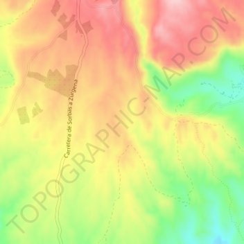 Topografische kaart Cuestas de Cariatiz, hoogte, reliëf