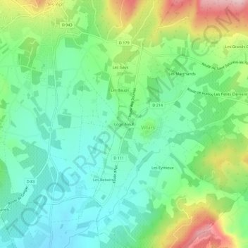 Topografische kaart Logis-Neuf, hoogte, reliëf