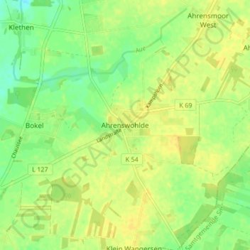 Topografische kaart Ahrenswohlde, hoogte, reliëf