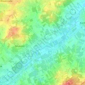 Topografische kaart Vroente, hoogte, reliëf