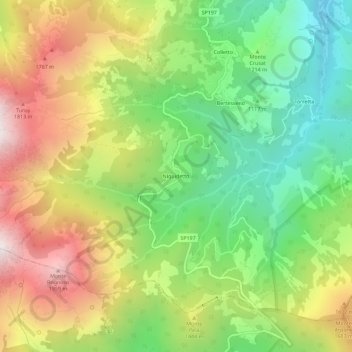 Topografische kaart Niquidetto, hoogte, reliëf